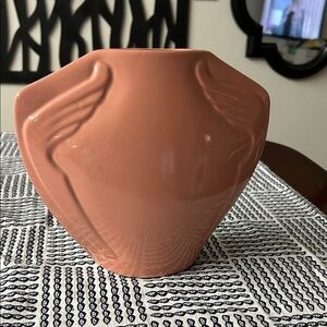 Ceramic Wing-Detail Decorative Vase in Terracotta